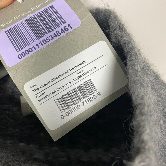 Everlane The Cloud Checkered Turtleneck Sweater Heathered Charcoal Womens Medium - Picture 3 of 6